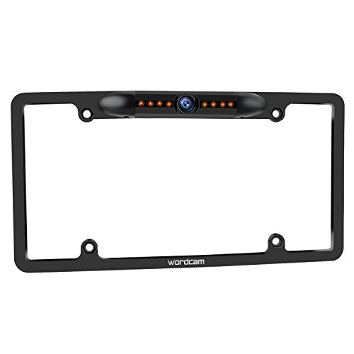 Wordcam License Plate Backup Camera, HD Front Rear View, Metal Frame Mount
