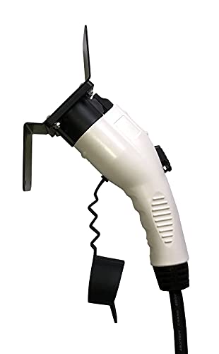 EVSE EV PHEV Electric Vehicle Charger Charging Cord Hanger and Plug Nozzle Dock Holster Holder Compatible with SAE J1772 Angle Heavy Duty Steel Cable Organizer Hook