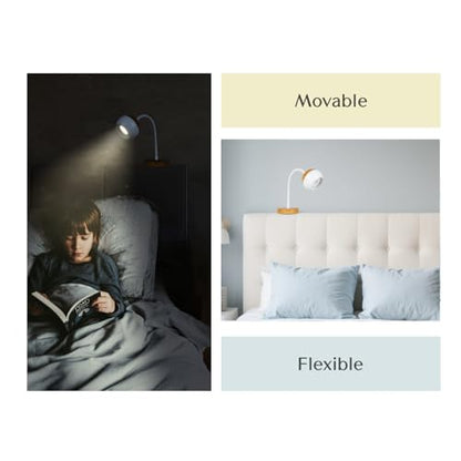 Solfres Patented Innovative Design Headboard Reading Light. No Drilling Book Light for Bedtime Reading. Dimmable LED Book Reading Lamp with Bulb. Movable & Flexible, Burlywood - color: ‎Burlywood, size: M