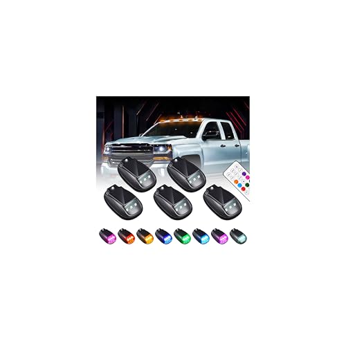 Solar Car Roof Neon RGB Strobe Light, 5Pcs Wireless Cab Signal Marker Lamp