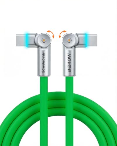 chubbycable RotateX 240W 180° Rotating USB C to USB C Cable, Green, 9.8ft - color: Green, size: 9.8ft (3m)