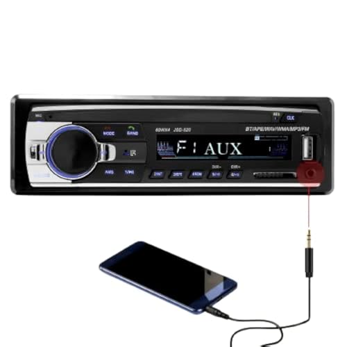 Single Din Bluetooth Car Stereo with LCD Display | Built-in Microphone FM USB/Aux/SD Input Receiver | Hands-Free Calling Wireless Remote Control MP3 Radio Player