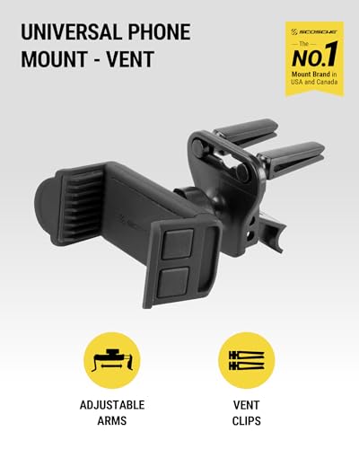 Scosche HVM2-1 Vent Phone Mount for Car, 360° Adjustable Cellphone Stand, Hands-Free Cell Phone Holder for Car Air Vent Compatible with iPhone 16/15/14/13/12 Series & Mobile Phones up to 3.5 inches - style: Vent