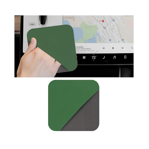 Car Screen Cleaner, Square Microfiber Vehicle Touchscreens Cleaning Cloth, Foldable Scratch-Free Auto Screen Cleaning Wipe, Universal Fit (Green Gray) - color: Green Gray