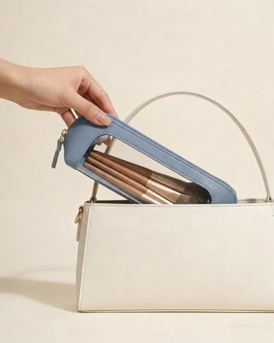 LETGO Clear Makeup Bag for Kids,Cute Makeup Bag for Women(Slim, Blue) - color: Blue, style: Slim