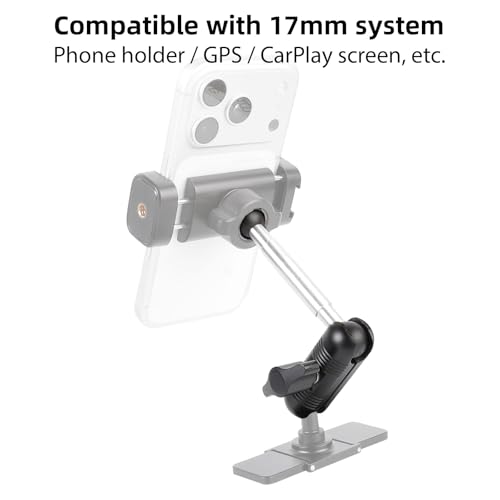 5.7" Length 17mm Ball Mount Extension Arm with17mm Double Ball Adapter, 360° Rotation Extension Rod for Car Cup Cellphone Holder Tablet Stand Air Vent Phone Holder, Compatible with Garmin GPS Mount