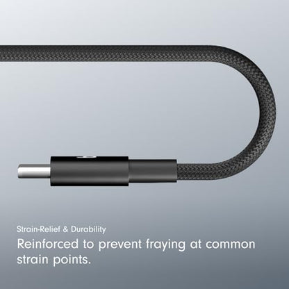 Beats USB-C to USB-C Woven Cable Fast Charging Durable/Tangle-Free Compatible Charger for Apple & Android Devices (1.5 m, 5 ft) - Bolt Black - color: Bolt Black, size: 5 ft, style: USB-C to USB-C