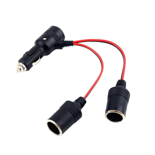 2-Way Car Cigarette Lighter Socket Splitter with Switch, DC12V-24V Chargers Adapter Accessory YUBJIANG
