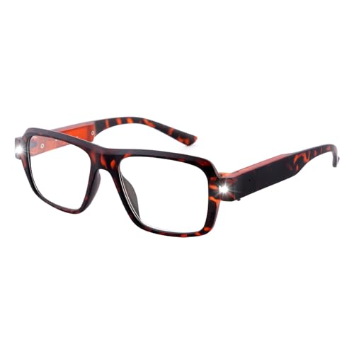 LED Reading Glasses USB Rechargeable, Lighted Readers for Seniors - color: Demi