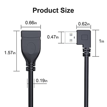 Oxsubor SuperSpeed USB 3.0 Male to Female Extension Data Cable Left and Right Angle 2PCS (20CM,8IN)