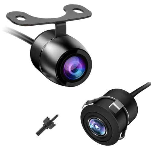 Car Backup Camera 18.5mm Flush Mount/Bracket 2 in 1 Installation-Waterproof Reverse Parking Camera Rear View for Vehicle SUV RV Pickup, 12V/24V CVBS