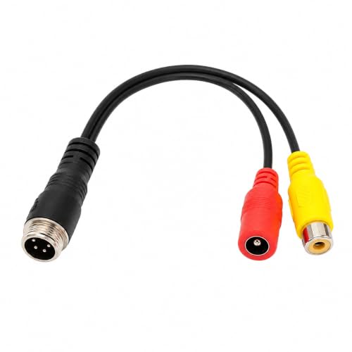 4-pin Aviation Head Male Turn RCA Female/DC Female Cable Plug Adapter Converter Suitable for on-Board DVR Monitor Closed Circuit Television Cameras - color: 4-pin male to RCA female and DC female