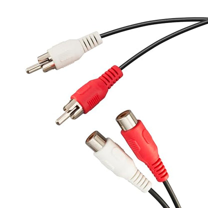 TENINYU 12 Feet AV Extension Cable RCA Stereo Audio Cable, 2RCA Male to 2RCA Female Audio Extension Cable Red/White Connectors 12FT - size: 12FT