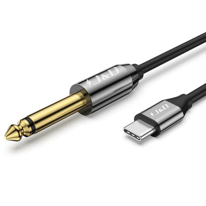 J&D USB-C to 6.35mm 1/4 inch TS Audio Cable, Gold Plated USB Type C to 1/4" Male Mono Interconnect Aux Adapter Cable Compatible with iPhone 16/17 Series, 16 Feet - size: 16 Feet