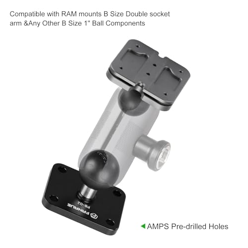 FANAUE Aluminum 1" Ball Mount/AMPS Plate for B-Size Arm & Phone Holder