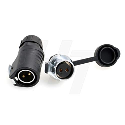 HangTon LP20 2 Pin Waterproof Power Connector Industrial Bulkhead Male Cable Plug Female Panel Socket for RV Solar Port, Furrion Solar Charge (Solder, Panel Mount+Plug)… - color: Rear mount, size: 2-pin