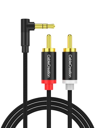 CableCreation 3.5mm to RCA Cable 3.3FT,Angle 3.5mm to 2RCA Audio Y Splitter - color: Black, size: 3.3FT