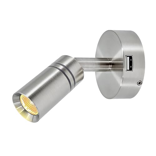 12V Interior LED RV Reading Lamp with 5V USB Port - Built-in Touch Switch