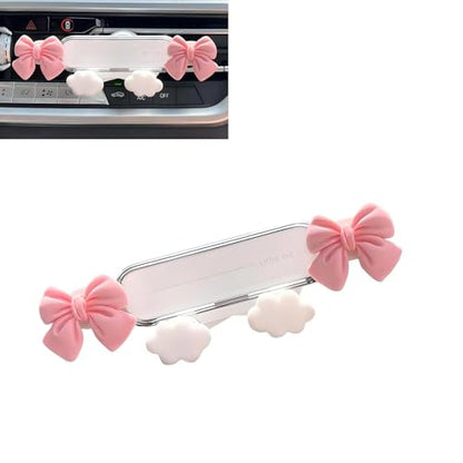 Car Phone Holder Mount, Butterfly Bow Air Vent Phone Holder, Universal Kawaii Car Accessories for Women Girls (White #A) - size: White #A