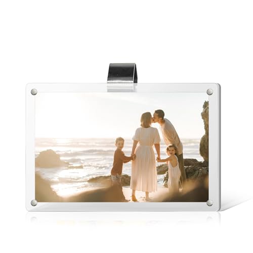 Car Sun Visor Photo Holder Clip, Magnetic Acrylic Visor Frame for Personal Photo Display, Car Interior Decor Accessoies (Transparent, 2.4 x 3.5) - color: Transparent, size: 2.4 x 3.5