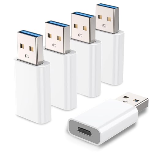 MOSWAG USB-C to USB Adapter, 5Gbps, 3A, MagSafe, iPhone, Galaxy, 5 Pack - color: White, size: 5 pack
