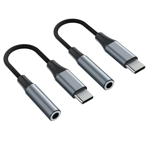 2pcs USB C to 3.5mm Female Headphone Jack Adapter - color: Grey, size: 4.6 IN-2PCS