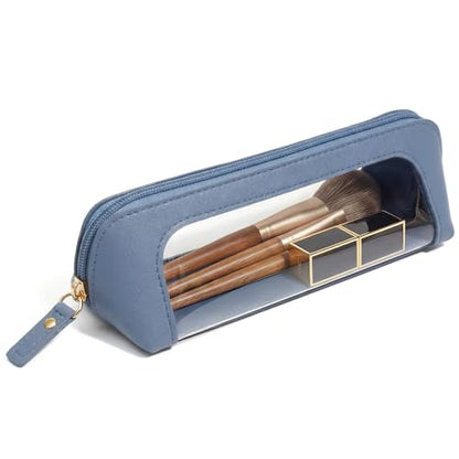 LETGO Clear Makeup Bag for Kids,Cute Makeup Bag for Women(Slim, Blue) - color: Blue, style: Slim