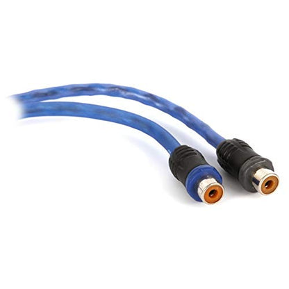 NVX® XIV2M Oxygen Free Copper 1 Female to 2 Male Y-Adapter Twisted Pair V-Series Car Audio RCA Audio Interconnect Cable with Shielded Noise Reduction and Split-tip Silver-Plated Ends (2-Pack) - size: 1 Female to 2 Male Y-Adapter