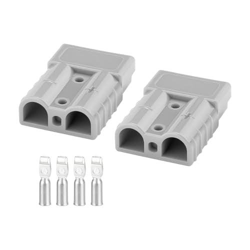 2PCS/Set Car Battery Quick Connector Kit, 50A 600V DC Vehicle Connect Disconnect Plug Winch, Automotive Electrical Wire Harness Connector Plug Accessories, Universal Fit (Gray)