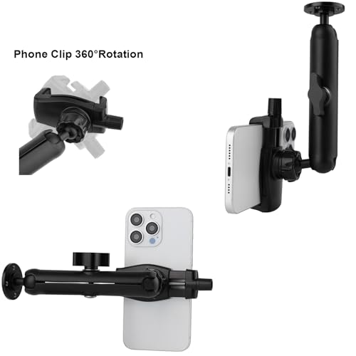 Mippko Wall Mount Phone Holder for Truck/Car/Boat/Wall/Desk,Compatible with 3.5~7.5 inch iPhone/Nexus/HTC/LG/Huawei/Smart Phones,360°Adjustment Aluminium Alloy Arm Drilling Base Mount