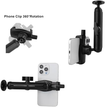 Mippko Wall Mount Phone Holder for Truck/Car/Boat/Wall/Desk,Compatible with 3.5~7.5 inch iPhone/Nexus/HTC/LG/Huawei/Smart Phones,360°Adjustment Aluminium Alloy Arm Drilling Base Mount