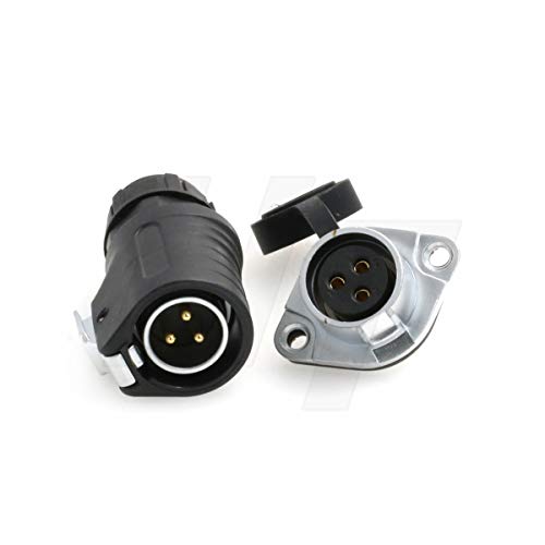 HangTon LP20 3 Pin Waterproof Connector 30 Amp Quick Disconnect High Voltage Power Bulkhead Male Cable Plug Female Panel Socket - color: 2-Hole Flange, size: 3-pin