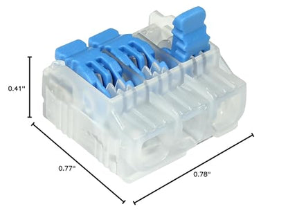 Ideal Electrical in-Sure Lever Wire Connector,12 AWG, 3-Port (30-05L23), Bag of 50—Compact Releasable Connectors for Solid and Stranded Wires