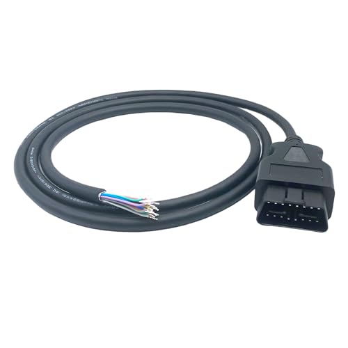 16 Pin OBD2 Male Plug to Bare Wire Open End Cable, 4.92 Ft OBD-II Connector Diagnostic Extension Pigtail Replacement for Vehicle DIY