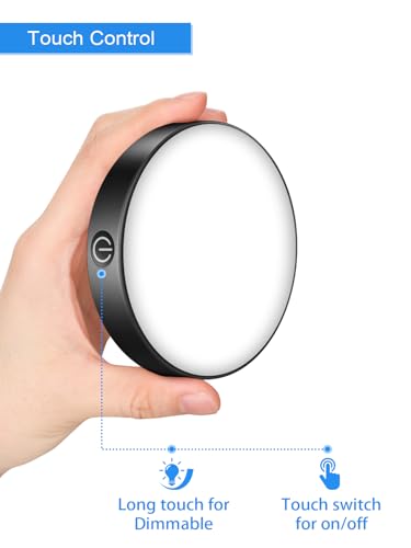 WILLED Tap Light Rechargeable, 3000K Dimmable Touch Light Buit-in 1000mAh Large Battery, Stick on Closet Light, Portable LED Puck Night Lights for Cabinet, Wardrobe, Counter, Kitchen, Bedroom (2 Pack) - color: Black