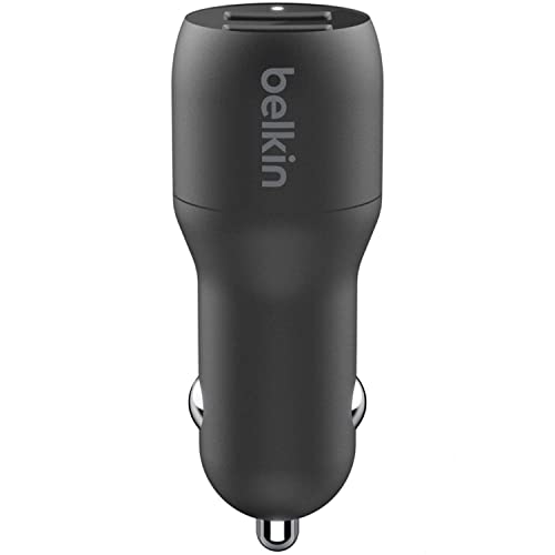 Belkin 24 Watt Dual USB Car Charger - 2 12W USB A Ports with Fast Charging for Apple iPhone 14, 14 Pro, 14 Pro Max, iPhone 13, 13 Pro, 13 Pro Max, Samsung Galaxy, AirPods & More - USB-C Charger - size: 24W (Pack of 2), style: Standalone