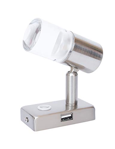 12V Reading Light LED RV Interior 2.2W with USB Port (5V/2A) Bedside, Designed for Reading, Boat, Yacht, and Caravan,Touch Switch Dimmable Warm One Pack(NI 1x A2-USB) - color: Nickel 1*A2 USB