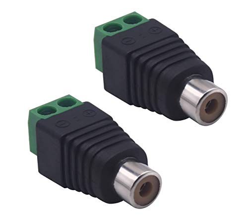 RCA Screw Terminal Connector, Audio/Video Connector Adapter, Female Jack Solderless Converter for Speaker Wire to RCA - color: 6 pack Female