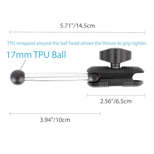 5.7" Length 17mm Ball Mount Extension Arm with17mm Double Ball Adapter, 360° Rotation Extension Rod for Car Cup Cellphone Holder Tablet Stand Air Vent Phone Holder, Compatible with Garmin GPS Mount