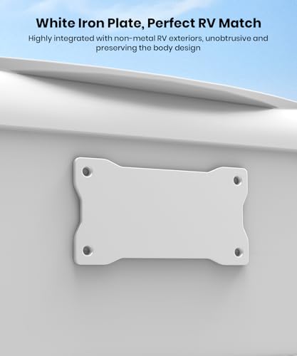 AUTO-VOX White Metal Plate for Solar Magnetic Backup Camera：All Weather Durable White Iron Bracket, Stable Rear Mounting, Compatible with Aluminum/Fiberglass RV, Trailer, Camper, Truck