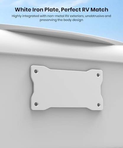 AUTO-VOX White Metal Plate for Solar Magnetic Backup Camera：All Weather Durable White Iron Bracket, Stable Rear Mounting, Compatible with Aluminum/Fiberglass RV, Trailer, Camper, Truck