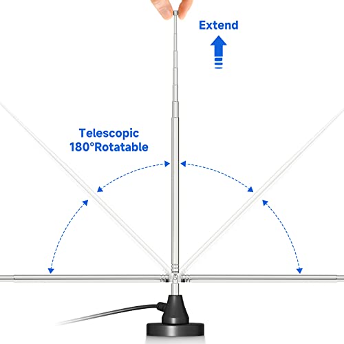 Bingfu Strong Magnetic Base FM Radio Antenna Telecopic for Pioneer Onkyo Yamaha Marantz Sherwood Indoor Digital HD FM Radio Bluetooth Home Stereo Receiver AV Audio Video Home Theater Tuner