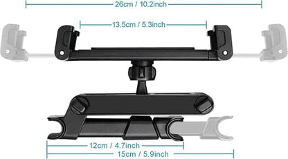SaharaCase Headrest Car Mount for Most Cell Phones and Tablets 4.7 to 12.9 Inches Aluminum Alloy Construction Rugged Protection Anti-Slip Grip 360-Degree Rotation Extendable Arm - Black