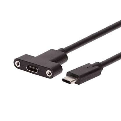 Coolgear USB 3.2 Gen 2 Type-C Male to Female Panel Mount Extension Cable - 8 inch - 10Gbps - 3A Charging - Shielded - size: 8 inch