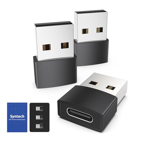 Syntech USB C to USB Adapter 3-Pack, Female to Male Converter, Aluminum - color: Black