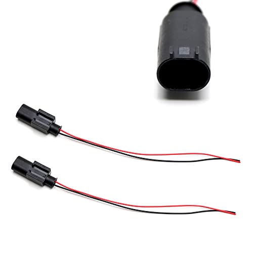iJDMTOY Pair OE-Spec 2-Pin MQS 1-967570-1 Male End Side Marker, Parking Lamp, GPS, Sensor Connectors/Sockets w/ 5-Inch Pigtails Compatible With European Cars