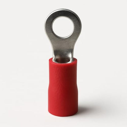 ANGSTROM #8 Bolt Ring Terminals, Insulated Electrical Crimp Connectors 100pcs (22-16ga Red) - color: 22-16ga Red, size: #8 Stud
