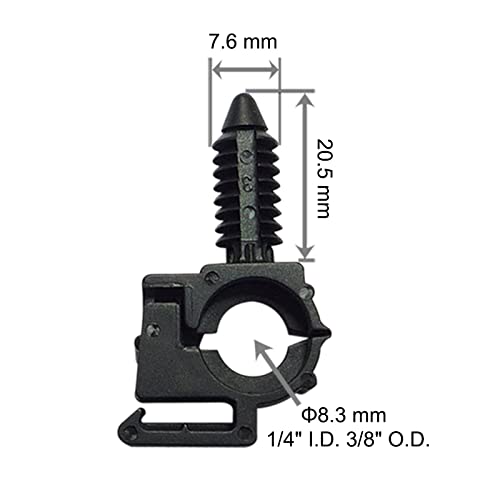 Woodzdon 50 Pcs Wire Loom Routing Clip I.D. 1/4" O.D. 3/8" for GM 12040984 Black Nylon Retainer Wiring Harness Convoluted Conduit Fit for Chevrolet for Buick for Cadillac for Pontiac for Oldsmobile