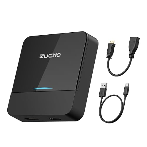 ZUCWO Wireless CarPlay Adapter & Car TV Mate Support Video HDMI Converter for TV Stick/Game Machine, 2-in-1 CarPlay HDMI Multimedia for Cars with Factory Wired CarPlay from 2016, Plug & Play, Black