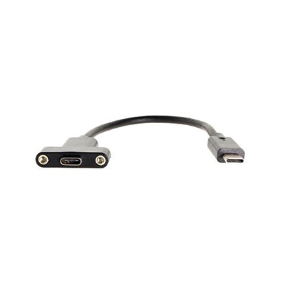 Coolgear USB 3.2 Gen 2 Type-C Male to Female Panel Mount Extension Cable - 8 inch - 10Gbps - 3A Charging - Shielded - size: 8 inch